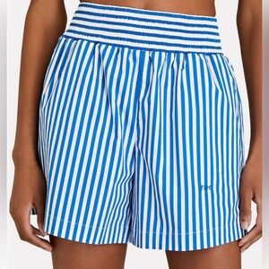 FRAME Women’s Blue/White Stripe Organic Cotton Boxer Shorts